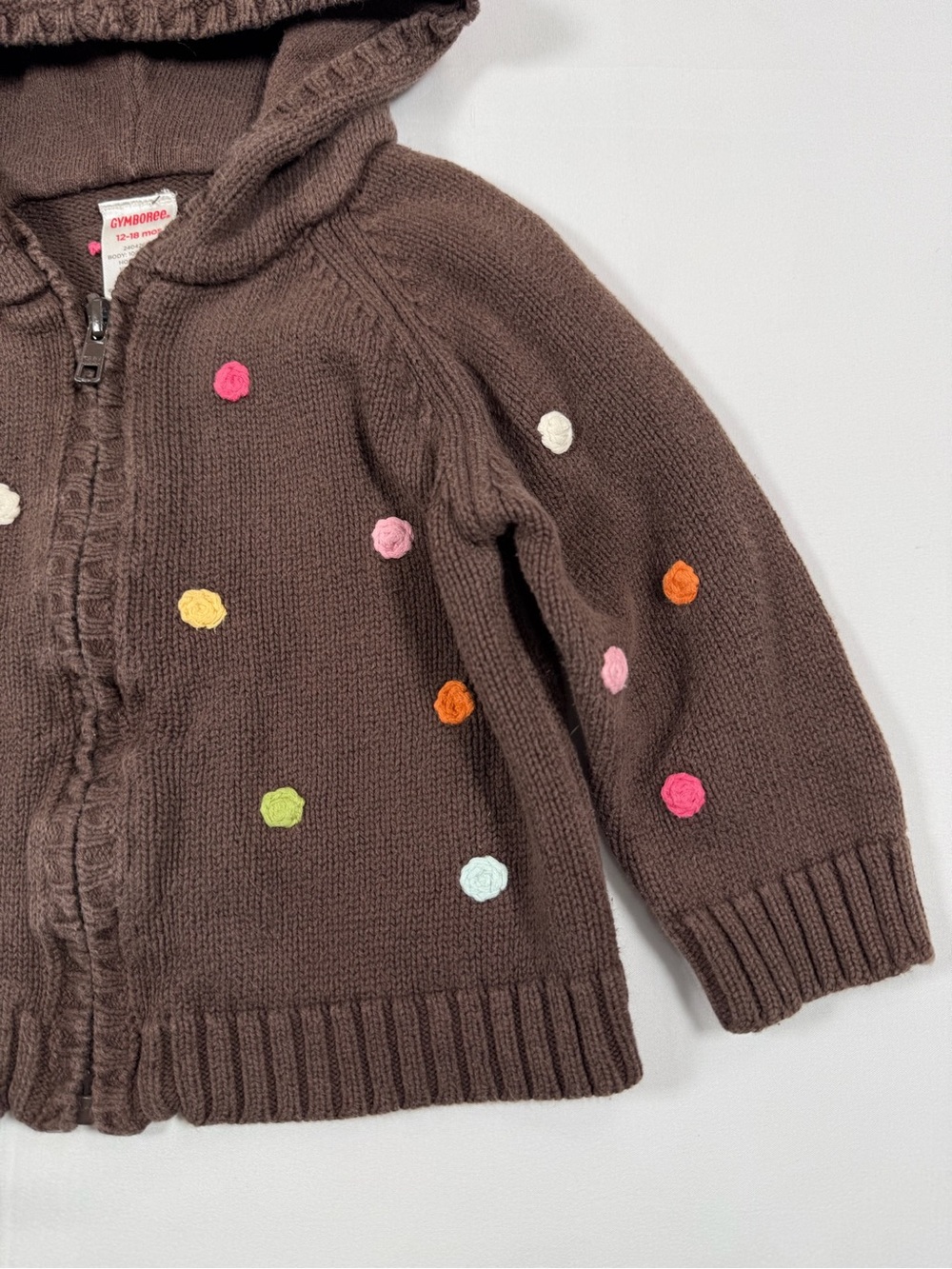 VINTAGE GYMBOREE Toddler Girls 2007 Botanical Babies Hooded Zip Cardigan 12-18M - Picture 4 of 11
